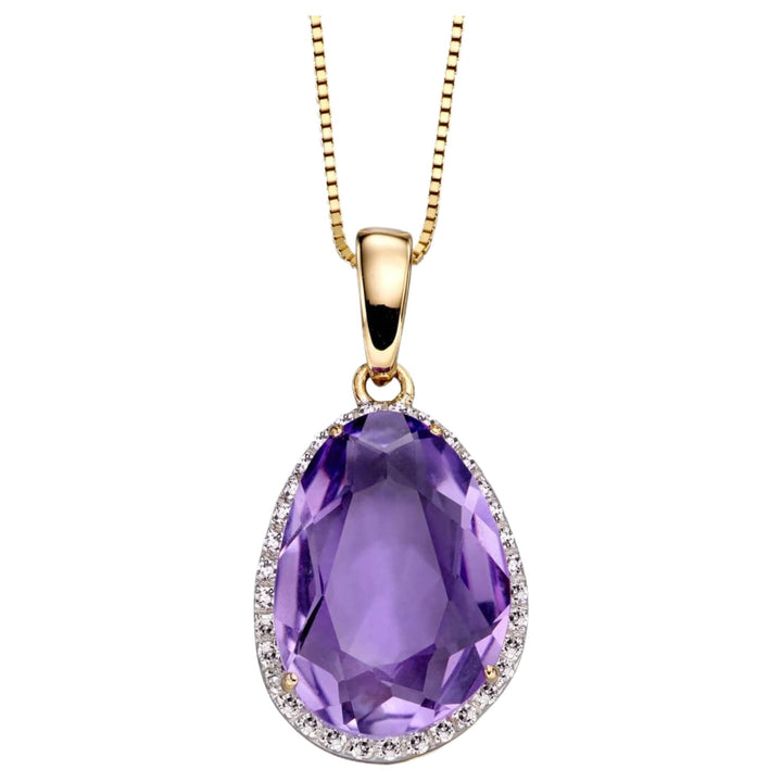 Elements Gold GP2156M Irregular Shaped Semi-Precious Stone Pendant in 9ct Gold