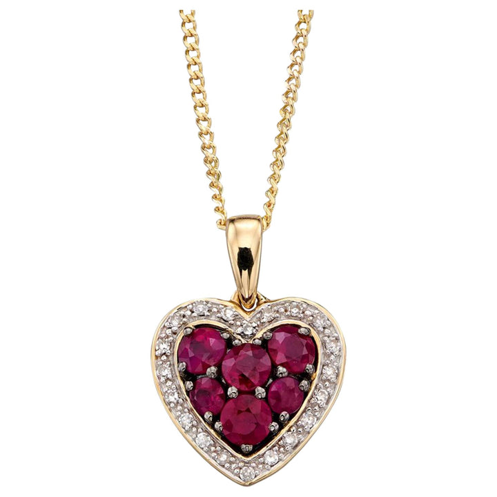 Elements Gold GP2165R Heart Pendant Precious Stones and Diamonds in 9ct Gold