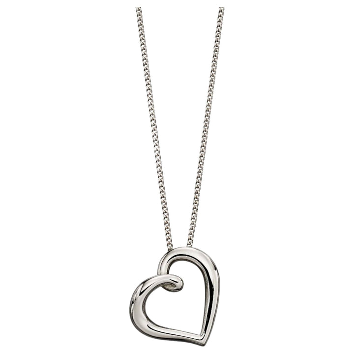 Elements Gold GP2175 Organic Heart Pendant in 9ct White Gold