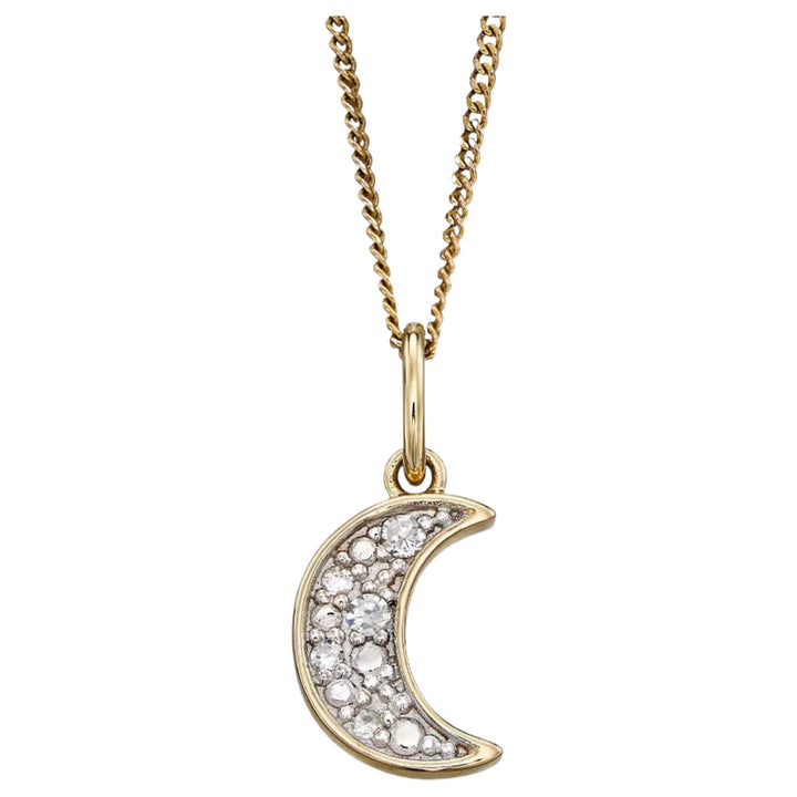 Elements Gold GP2187 Moon Pendant With Diamonds in 9ct Gold