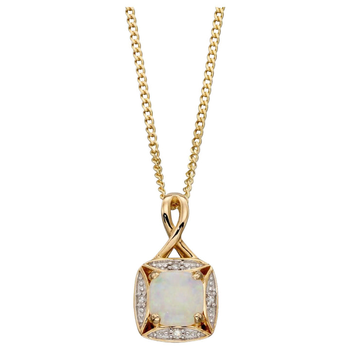 Elements Gold GP2233W Semi-Precious Twist Pendant Diamond Surround in 9ct Gold