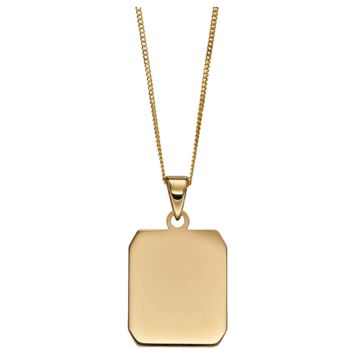 Elements Gold GP2259 Rectangular Dog Tag Pendant in 9ct Gold