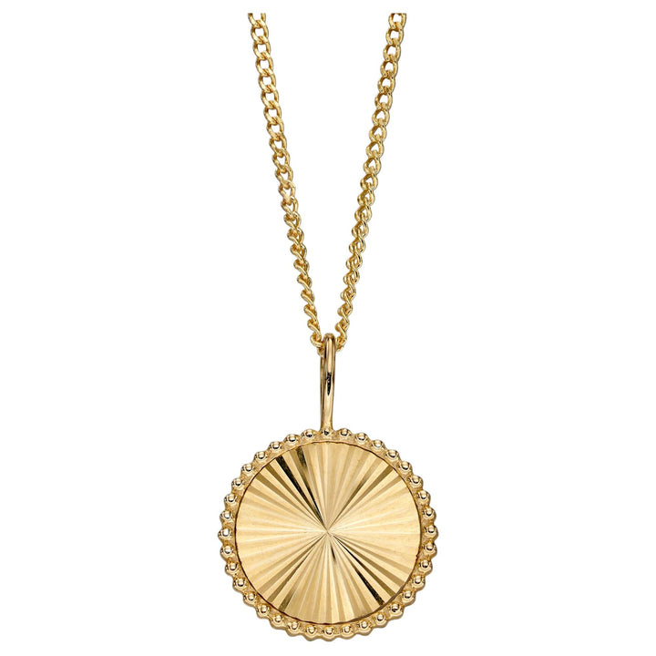 Elements Gold GP2265 Granulation and Brushed Surface Disc Pendant in 9ct Gold