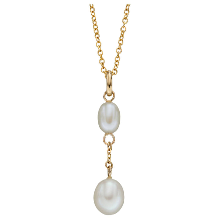 Elements Gold GP2282W Freshwater Pearl Tier Drop Pendant in 9ct Gold