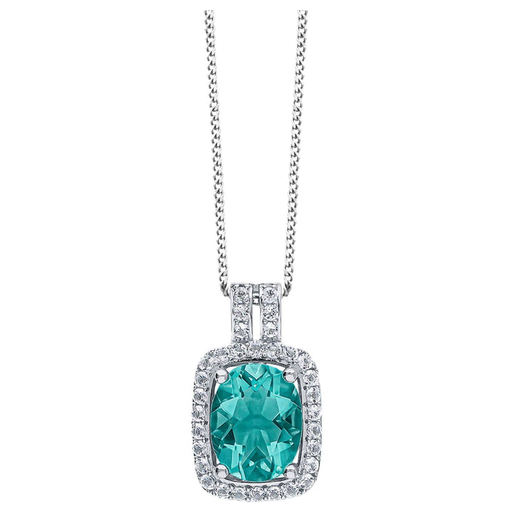 Elements Gold GP2355T Blue Fluorite And White Topaz Pendant in 9ct White Gold