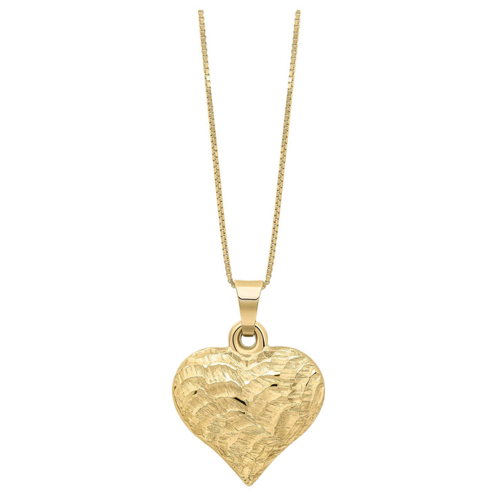 Elements Gold GP2357 Heart Ripple Texture Pendant in 9ct Gold