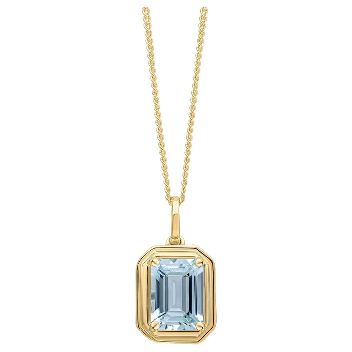 Elements Gold GP2370T Elongated Octagon Aquamarine Pendant in 9ct Gold
