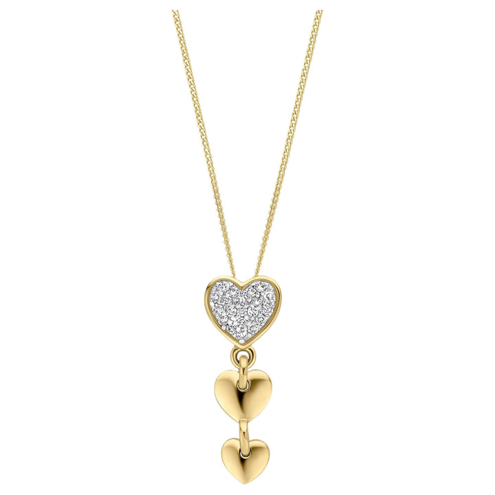 Elements Gold GP2375C Triple Heart Drop Pendant in 9ct Gold