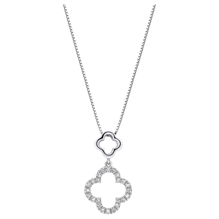 Elements Gold GP2377C Diamond Quatrefoil Pendant in 9ct White Gold