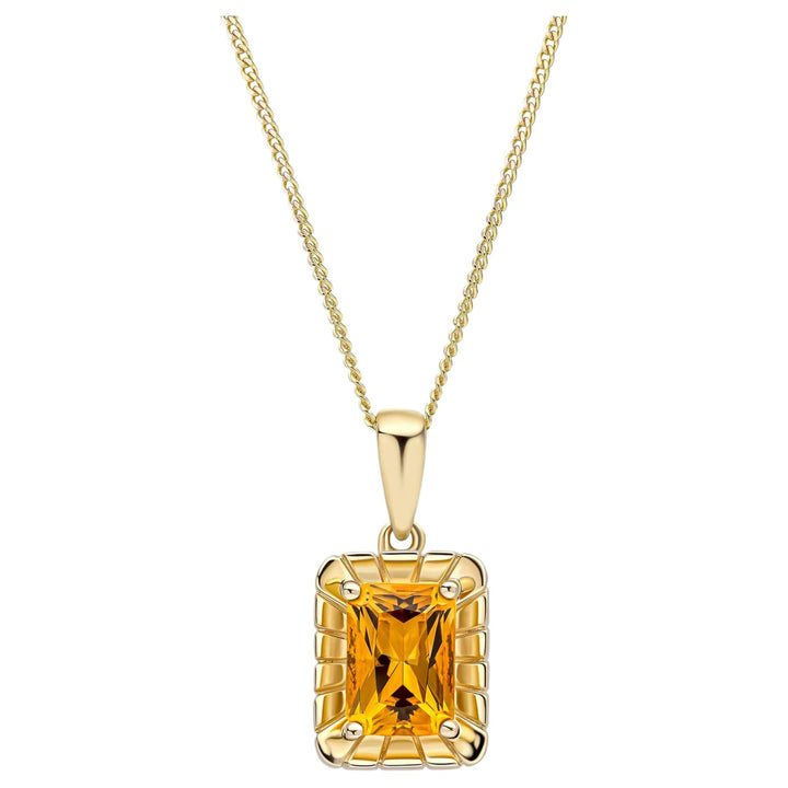 Elements Gold GP2378R Detailed Octagon Citrine Pendant in 9ct Gold