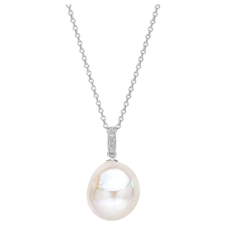 Elements Gold GP2380W Oversized Baroque Pearl Topaz Pendant in 9ct White Gold