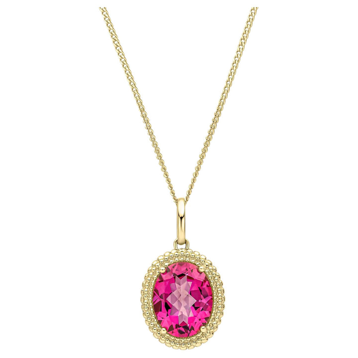 Elements Gold GP2384Q Oval Cut Pink Topaz Pendant in 9ct Gold