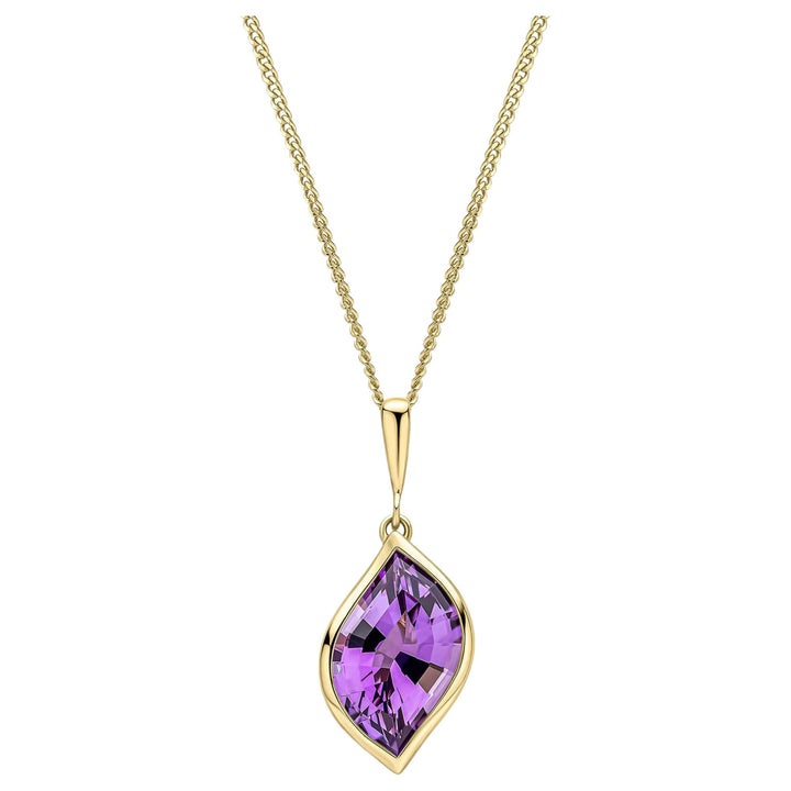 Elements Gold GP2386M Flame Cut Amethyst Pendant in 9ct Gold