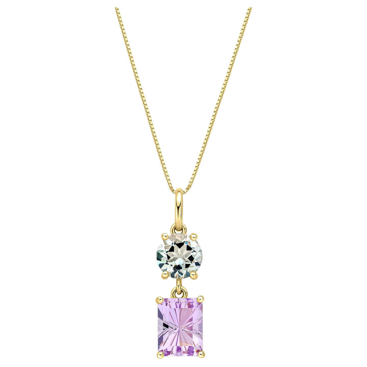 Elements Gold GP2387G Toi et Moi Quartz and Amethyst Pendant in 9ct Gold