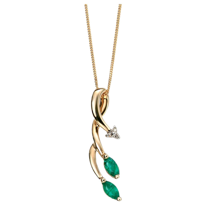 Elements Gold GP846G Vine Style Pendant with Emerald in 9ct Gold