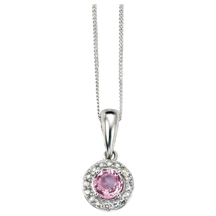 Elements Gold GP882P Pink Sapphire Pendant With Diamond Surround in 9ct Gold
