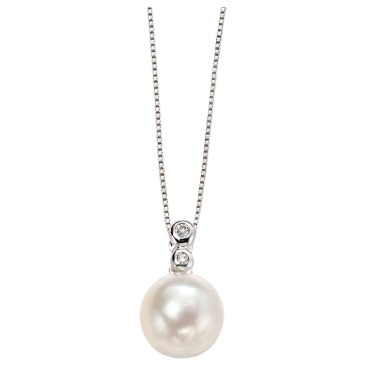 Elements Gold GP884W Freshwater Pearl Pendant with Diamond Bale in 9ct White Gold