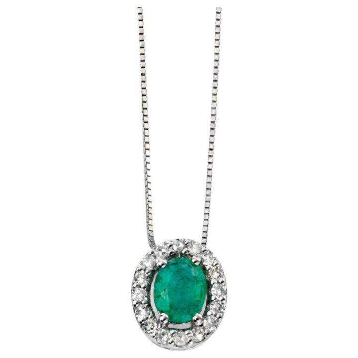 Elements Gold GP928G Precious Stone Pendant Diamond Cluster Surround in 9ct White Gold
