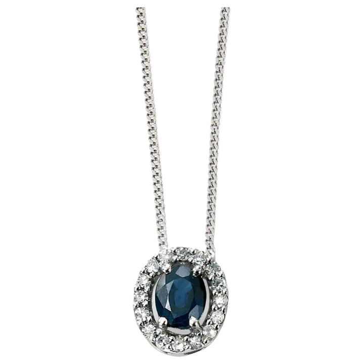 Elements Gold GP928L Precious Stone Pendant Diamond Cluster Surround in 9ct White Gold