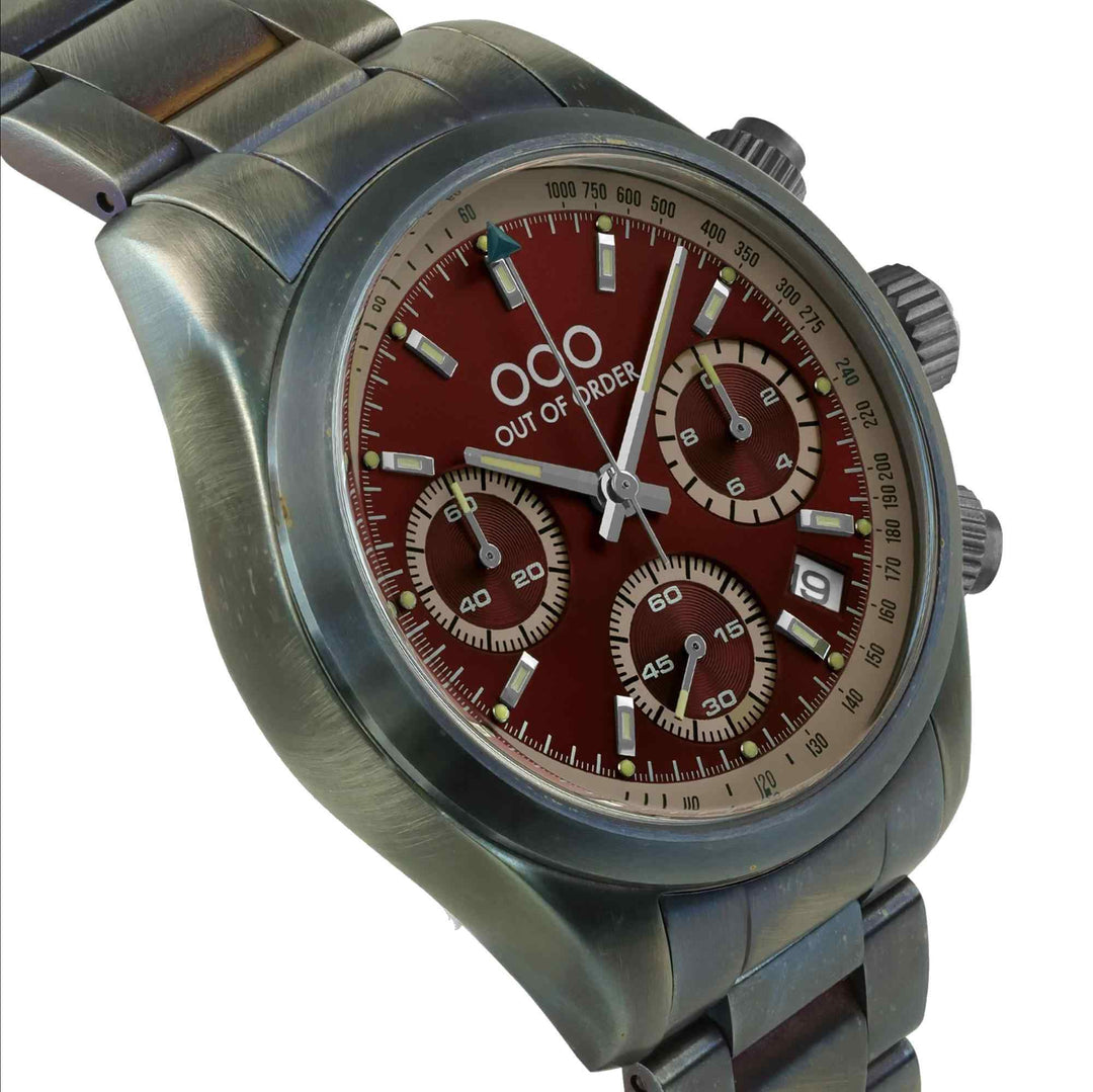 Out Of Order 001-30.RG Red Sporty Chronografo Ultra Distressed Quartz Watch