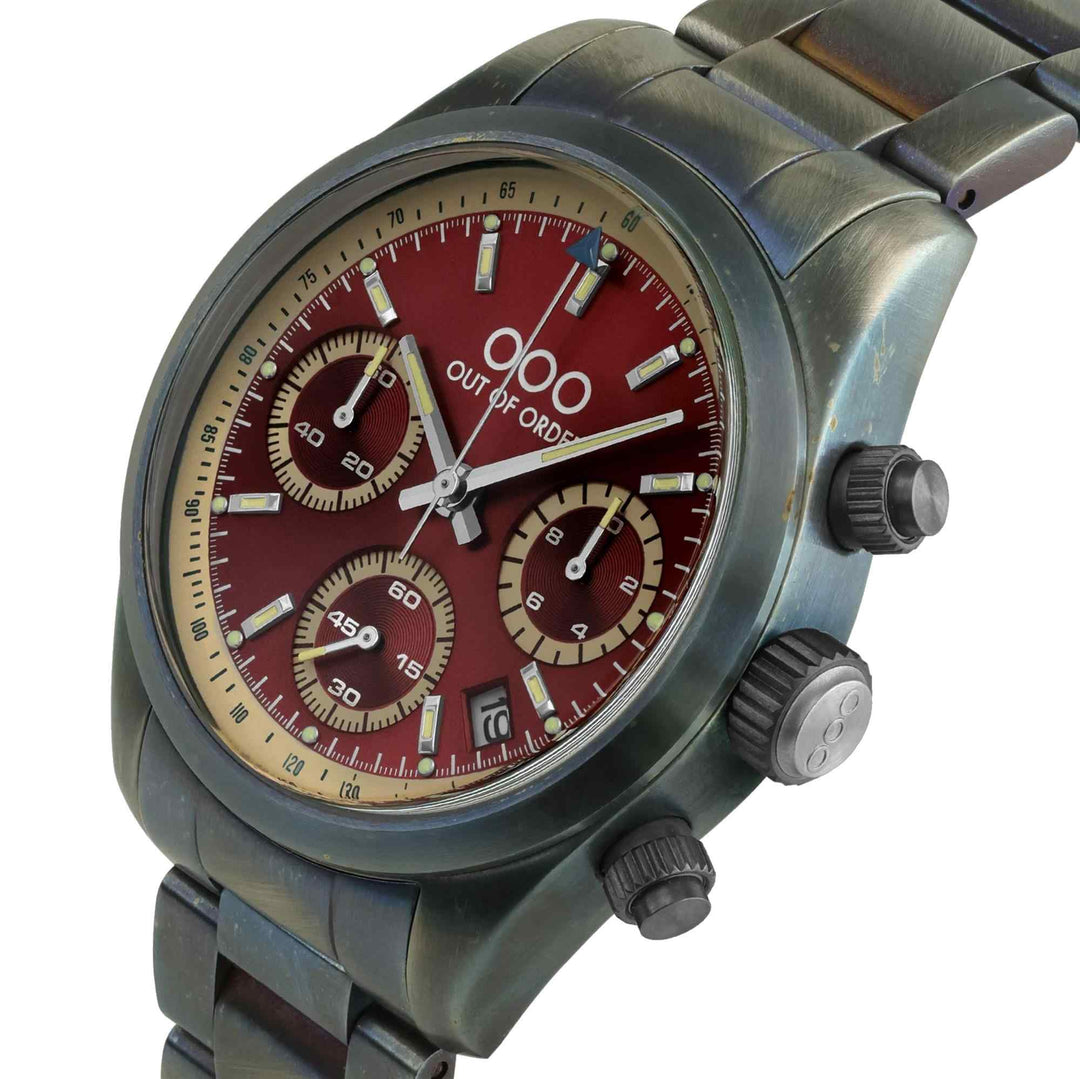 Out Of Order 001-30.RG Red Sporty Chronografo Ultra Distressed Quartz Watch