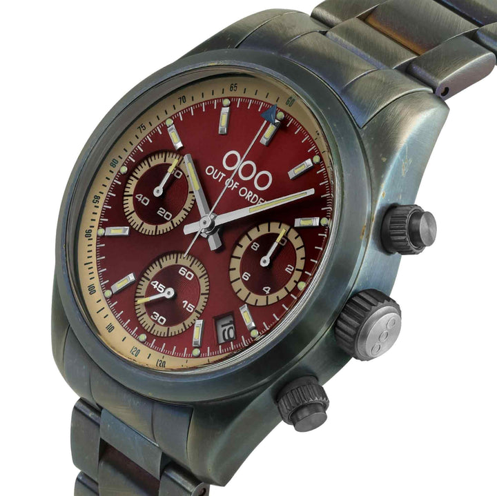 Out Of Order 001-30.RG Red Sporty Chronografo Ultra Distressed Quartz Watch