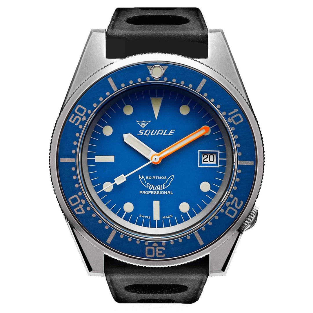 Squale 1521BLUEBL.NT 500 Meter Swiss Automatic Dive Wristwatch Rubber