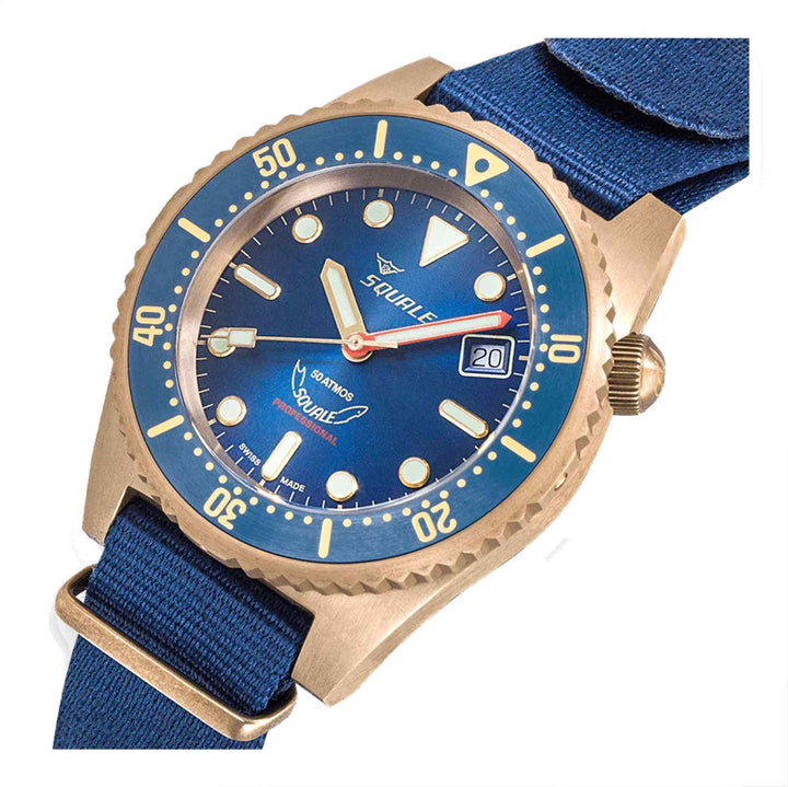 Squale 1521BRONBL.NB20 Bronze Blue Nylon Strap Wristwatch
