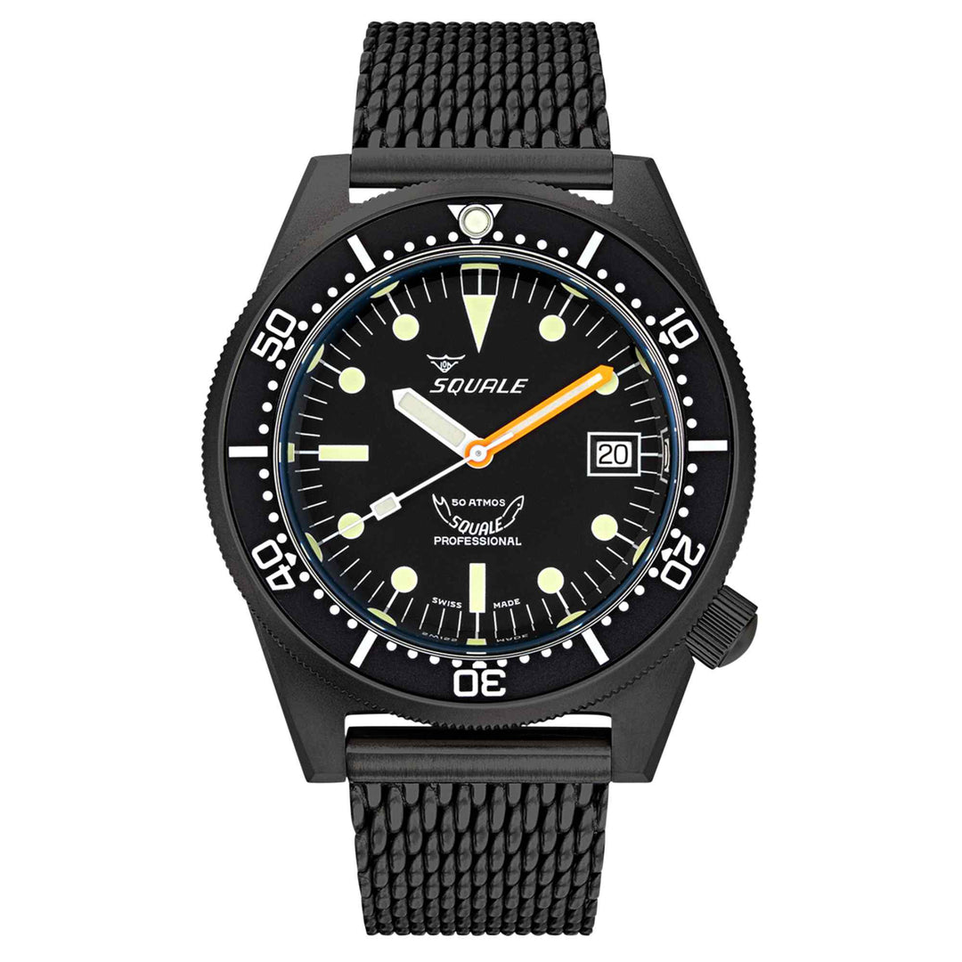 Squale 1521PVD.MEPVD20 Men's PVD Black Mesh Wristwatch