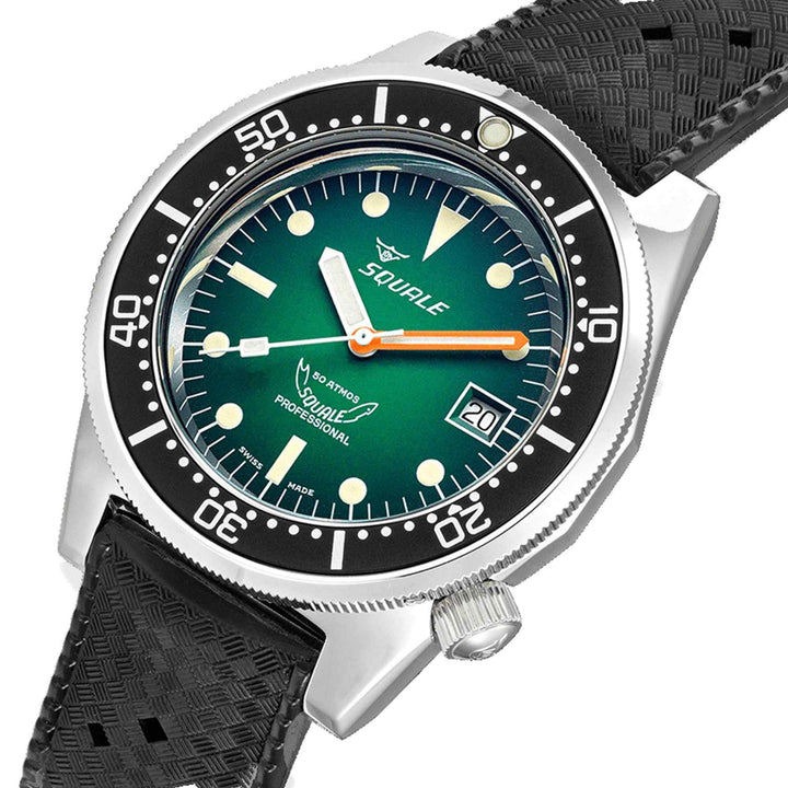 Squale 1521PROFGR.HT Green Ray Rubber Diver Wristwatch