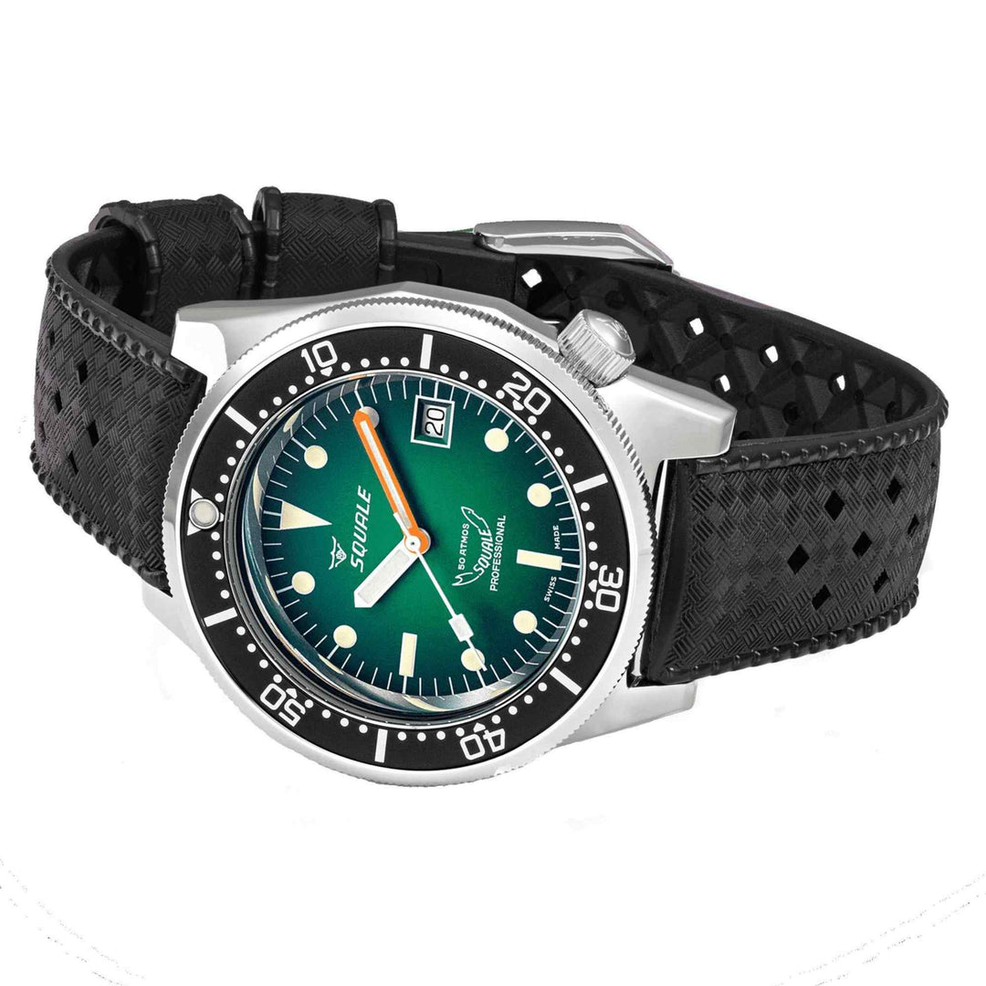 Squale 1521PROFGR.HT Green Ray Rubber Diver Wristwatch