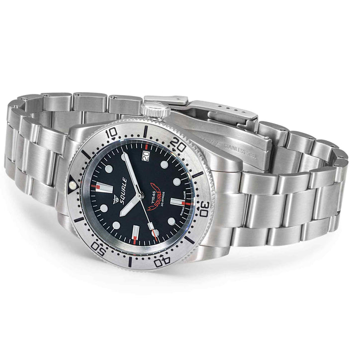 Squale 1545SSBK.AC 1545 Black Dial Steel Bracelet Wristwatch