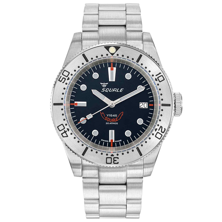 Squale 1545SSBK.AC 1545 Black Dial Steel Bracelet Wristwatch