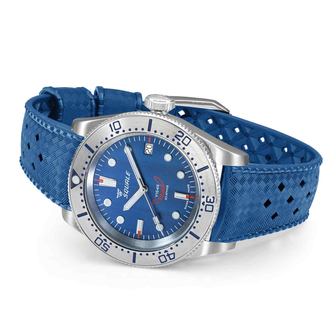 Squale 1545SSBLC.HTB Blue Dial Rubber Strap Wristwatch