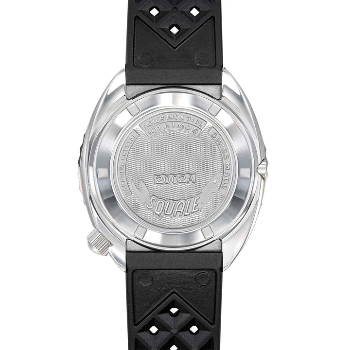 Squale 2002.SS.BK.BK.HT Black Rubber Strap Wristwatch