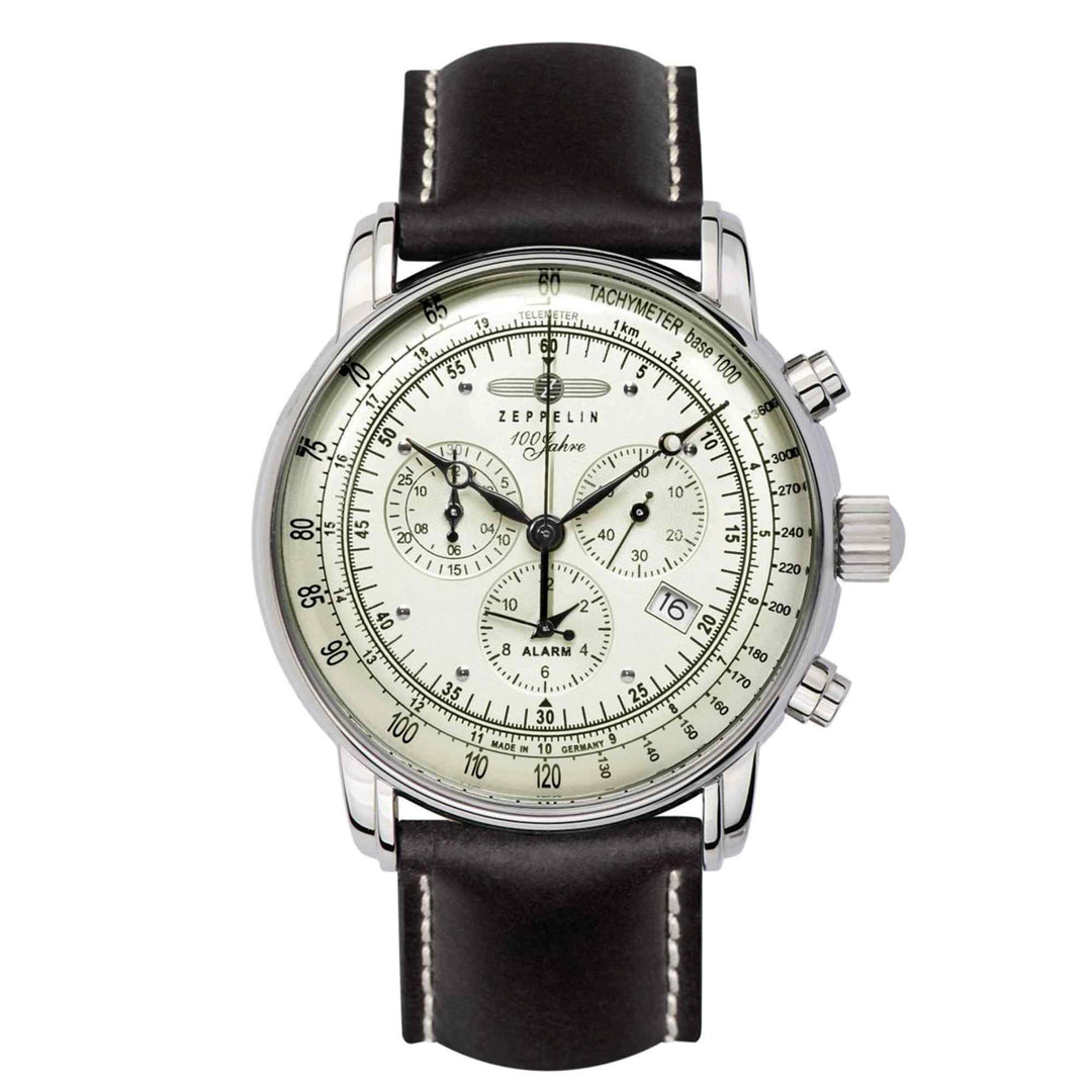 Zeppelin 8680-3 orologio da polso cronografo con quadrante argentato 100 anni (7800829509858)