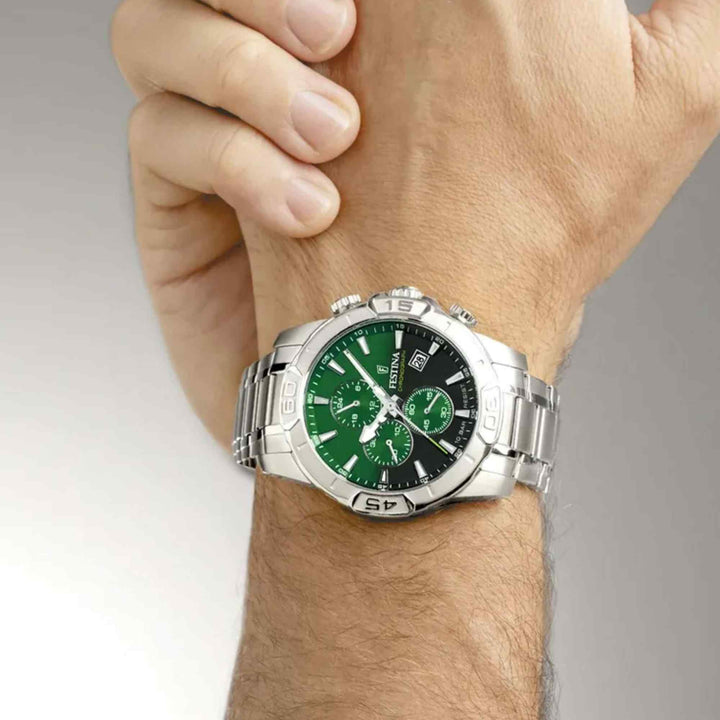 Festina F20704/5 Men's Green Timeless Chronograph Wristwatch