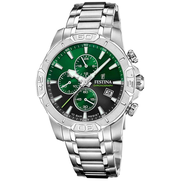 Festina F20704/5 Men's Green Timeless Chronograph Wristwatch