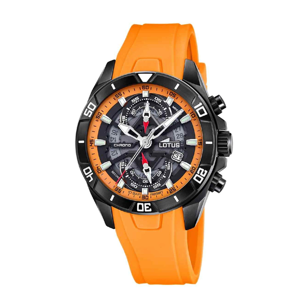 Lotus L18945/3 Men's Vortex Orange Rubber Chronograph Wristwatch