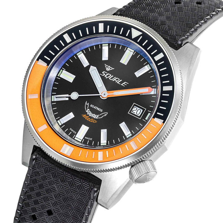 Squale MATICXSC.HT 600M Satin Orange Rubber Wristwatch