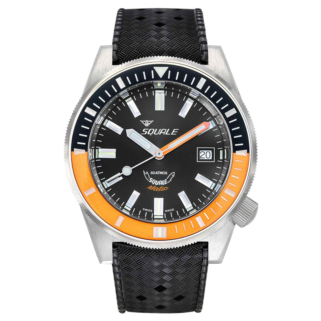 Squale MATICXSC.HT 600M Satin Orange Rubber Wristwatch