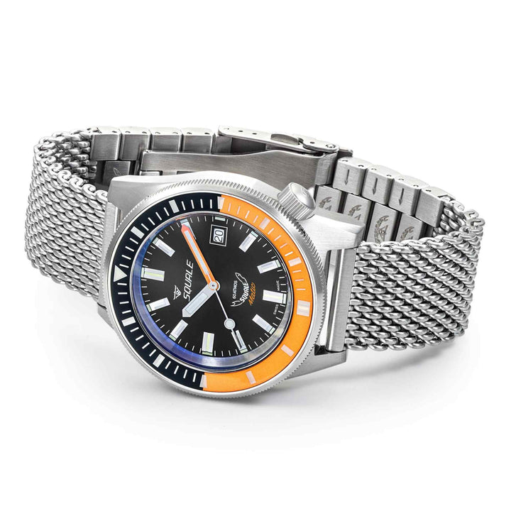 Squale MATICXSC.ME22 600M Satin Orange Mesh Wristwatch