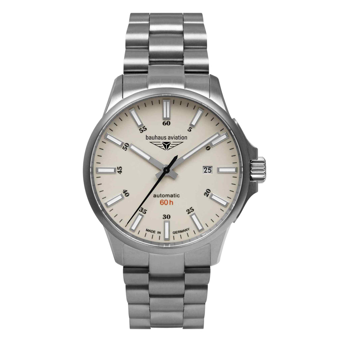 Bauhaus Aviation 2864M-5 Men's Titanium Bracelet Automatic Wristwatch (8152925339874)