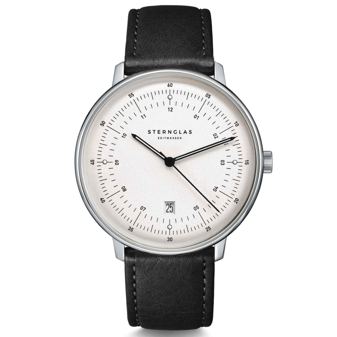 Sternglas S01-HH10-MO01 Men's Hamburg Black Leather Strap Wristwatch