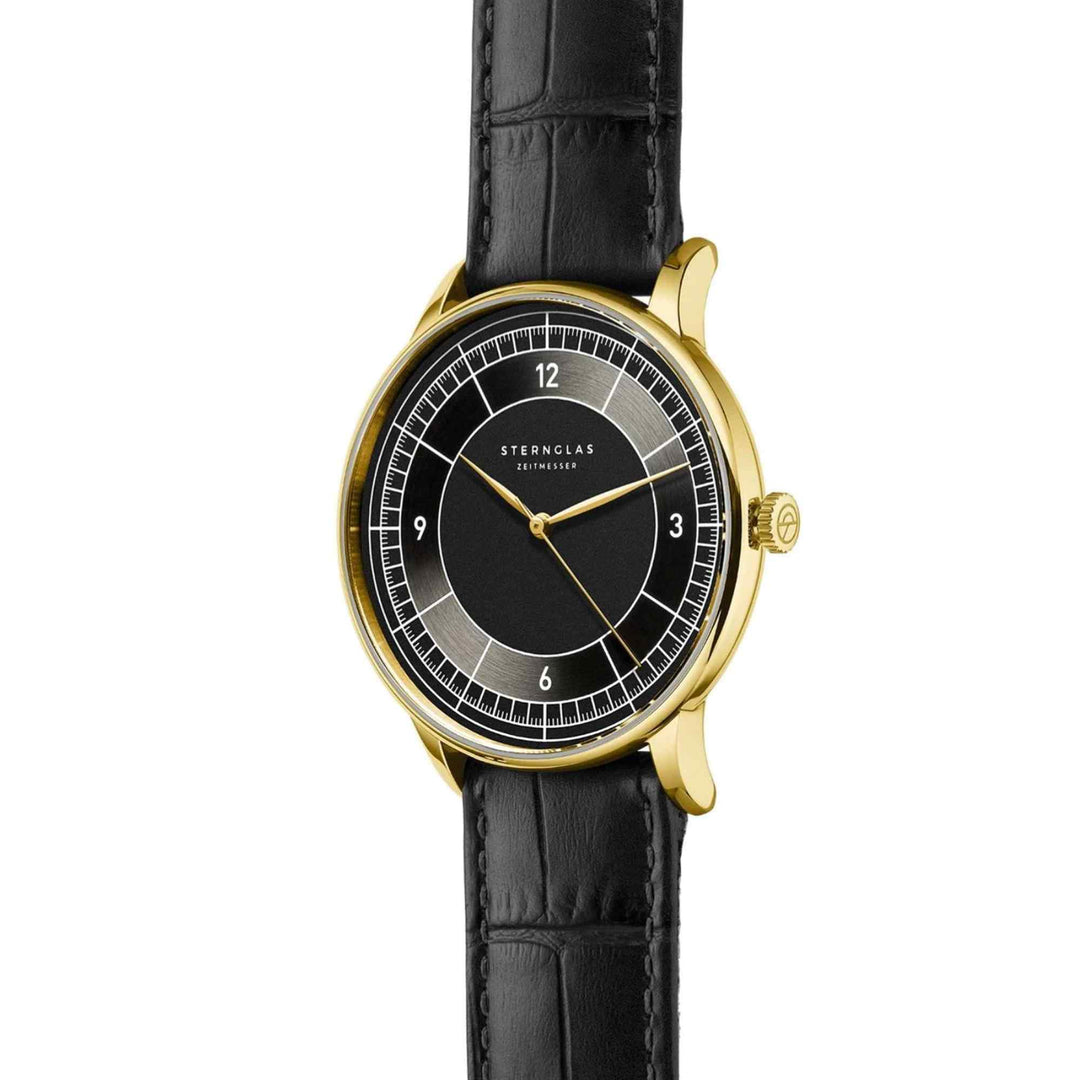 Sternglas S01-SD04-HE03 Men's Sedius Black Leather Strap Wristwatch