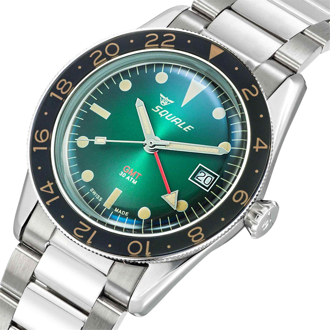 Squale SUB39GMGR.BR22 Vintage Green GMT Wristwatch