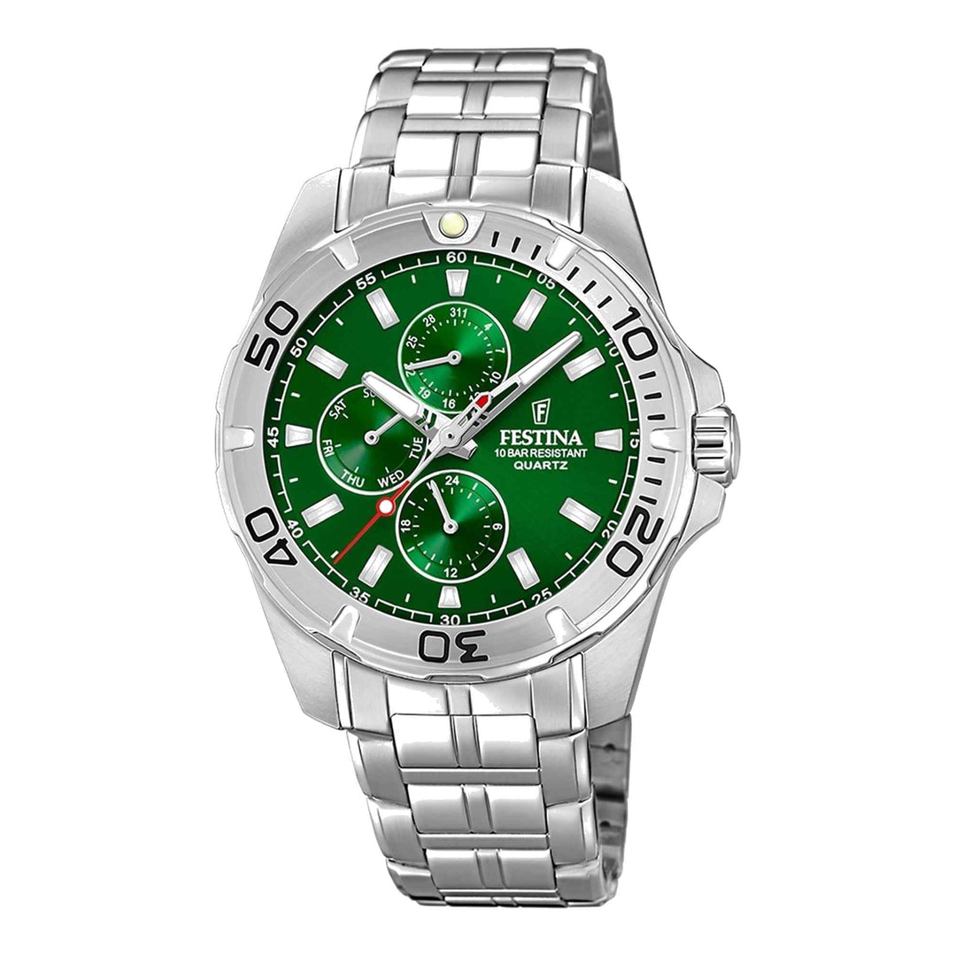 Festina F20445/7 Men's Green Dial Multi-Function Wristwatch