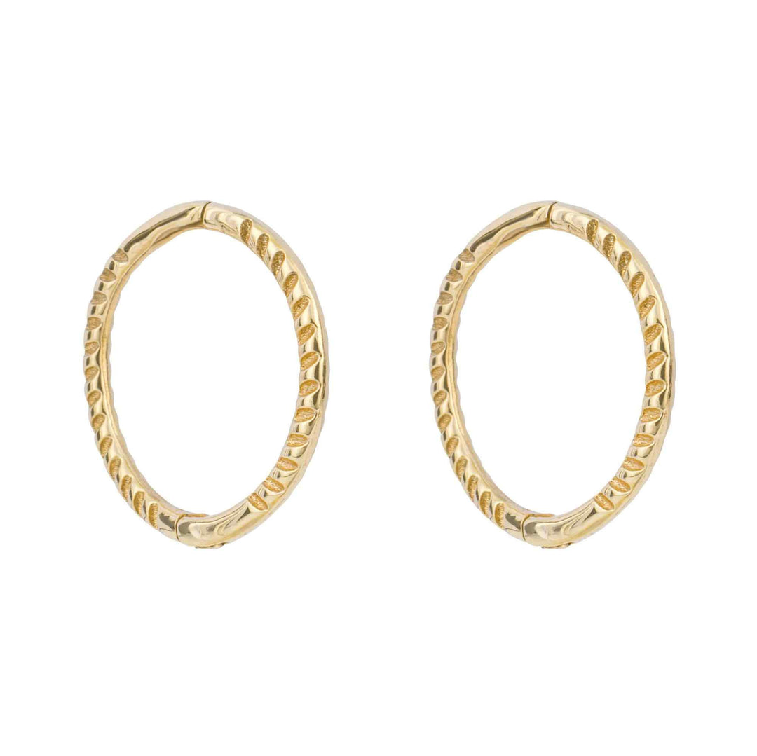 Elements Gold GE1000 Rope Effect Hoop Earrings