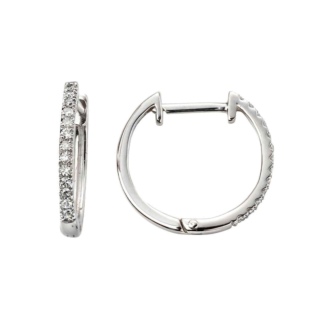 Elements Gold GE2106 Huggie Hoop Earrings Pave Diamonds