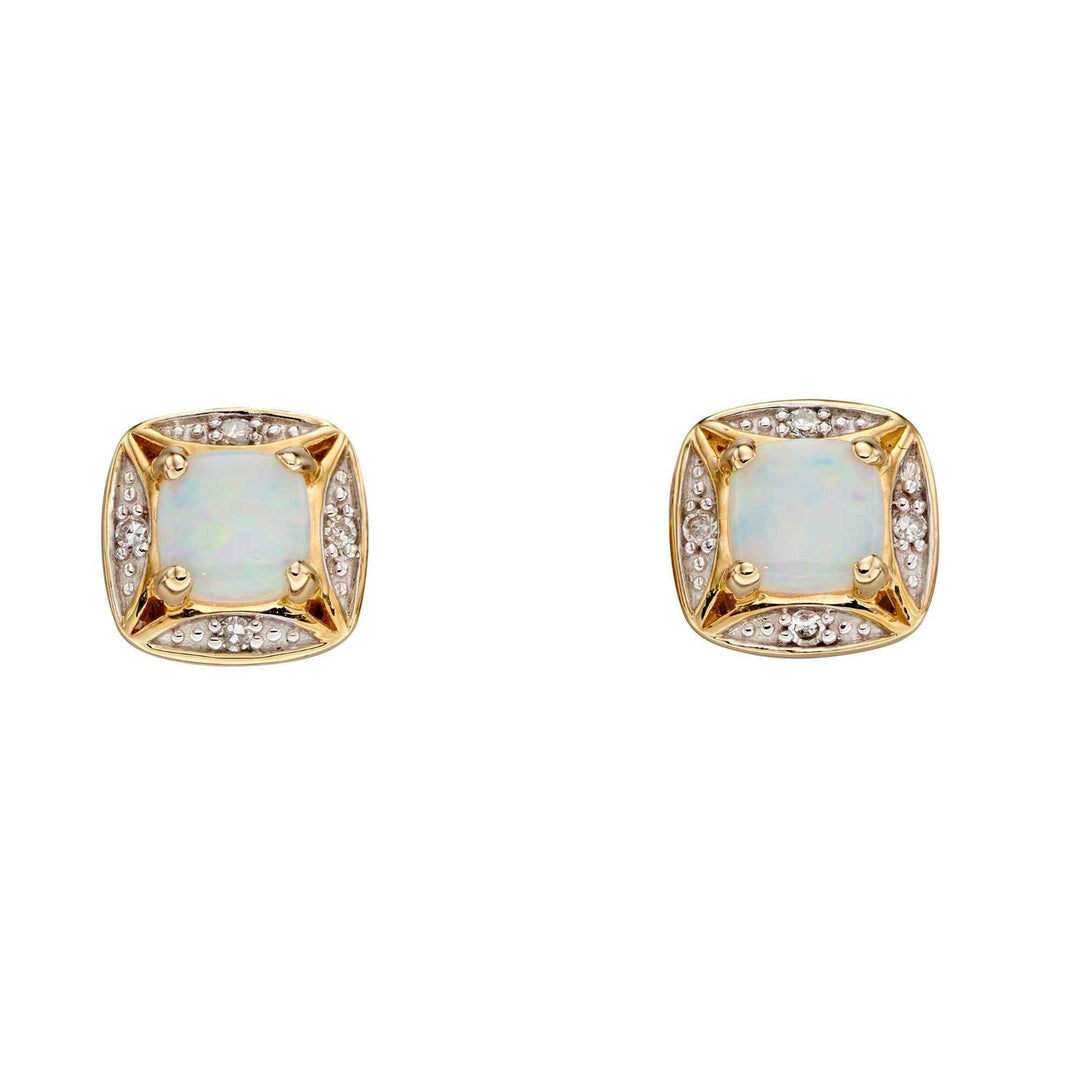 Elements Gold GE2317W Semi-Precious Earrings Diamond Surround